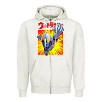 Oatmeal Heather ultraman exclusive yellow Zipper Hoodie - FloraArt