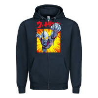 Navy ultraman exclusive yellow Zipper Hoodie - FloraArt