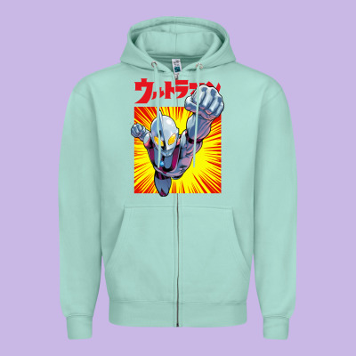 Ultraman Exclusive Yellow Zipper Hoodie Designed By Floraart