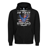 Black proud air force step dad veteran vintage flag veterans day t shirt Zipper Hoodie - FloraArt