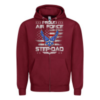 Burgundy proud air force step dad veteran vintage flag veterans day t shirt Zipper Hoodie - FloraArt