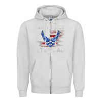 Dove Grey proud air force step dad veteran vintage flag veterans day t shirt Zipper Hoodie - FloraArt