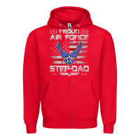 Red proud air force step dad veteran vintage flag veterans day t shirt Zipper Hoodie - FloraArt