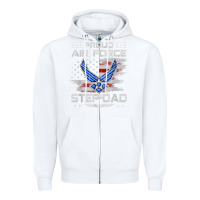 White proud air force step dad veteran vintage flag veterans day t shirt Zipper Hoodie - FloraArt