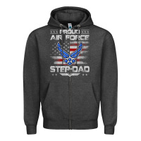 Charcoal Heather proud air force step dad veteran vintage flag veterans day t shirt Zipper Hoodie - FloraArt