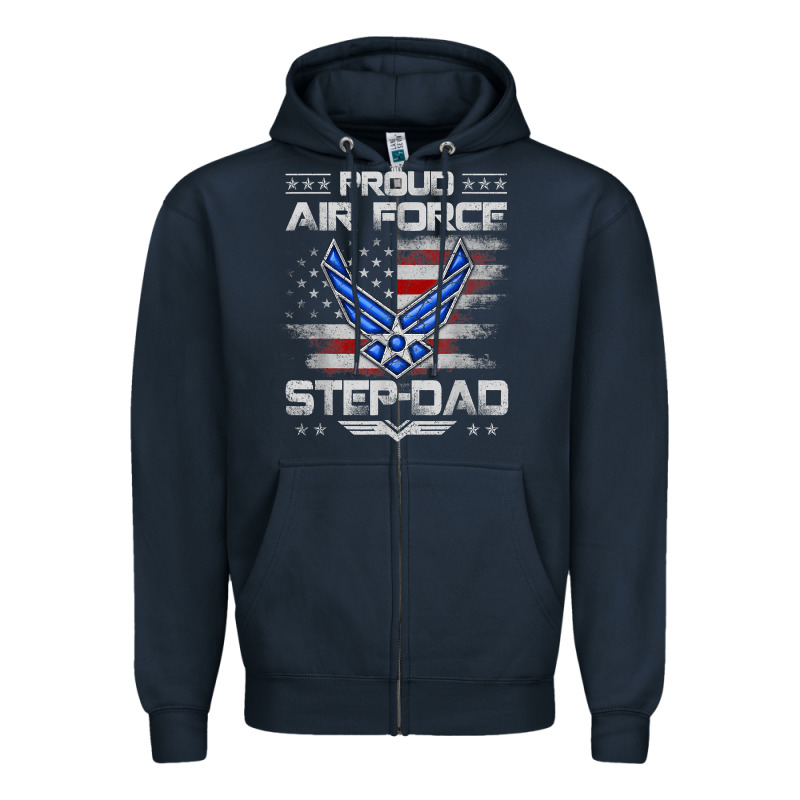 Proud Air Force Step Dad Veteran Vintage Flag Veterans Day T Shirt Zipper Hoodie by FloraArt | Teevron