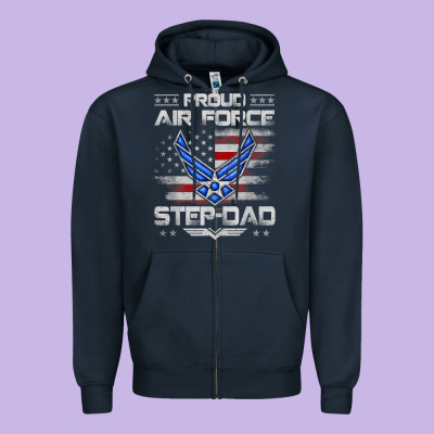 Proud Air Force Step Dad Veteran Vintage Flag Veterans Day T Shirt Zipper Hoodie Designed By Floraart