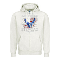 Oatmeal Heather proud air force step dad veteran vintage flag veterans day t shirt Zipper Hoodie - FloraArt