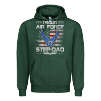 Sports Green proud air force step dad veteran vintage flag veterans day t shirt Zipper Hoodie - FloraArt