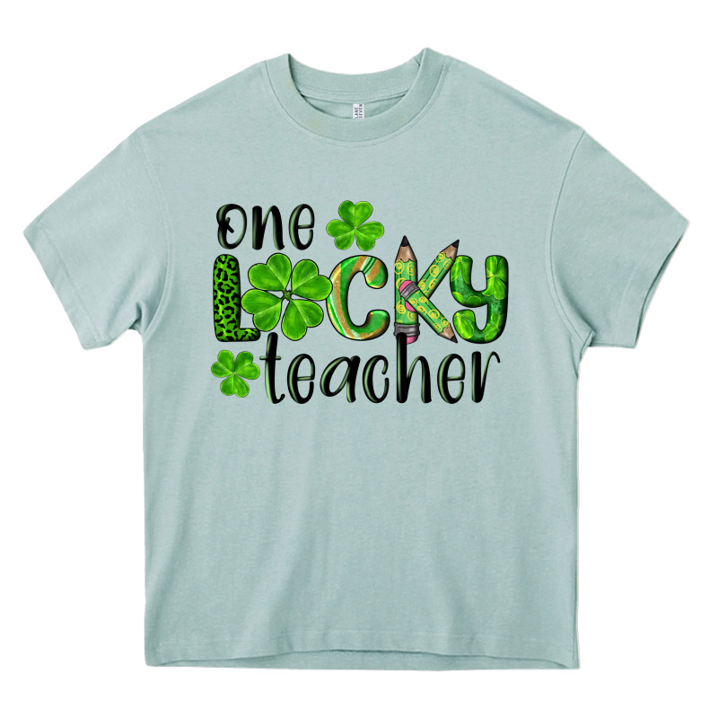 St. Patrick's Day One Lucky Teacher Heavy Core Tee by RanaPortraitStore | Teevron