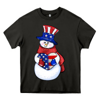 Asphalt Patriotic snowman 4th of july Heavy Core Tee - HowdyJamesFarm