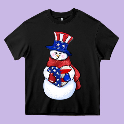 Patriotic Snowman 4th Of July Heavy Core Tee Designed By Howdyjamesfarm