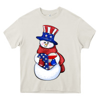 Cream Patriotic snowman 4th of july Heavy Core Tee - HowdyJamesFarm