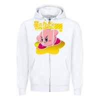 White kirby men's pink Zipper Hoodie - FloraArt