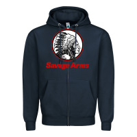 Navy Savage Arms Zipper Hoodie - FloraArt