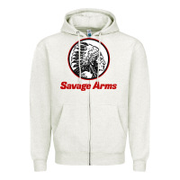 Oatmeal Heather Savage Arms Zipper Hoodie - FloraArt