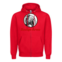 Red Savage Arms Zipper Hoodie - FloraArt