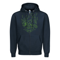 Navy Cyberpunk samurai Neon Green Zipper Hoodie - FloraArt
