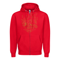 Red Cyberpunk samurai Neon Green Zipper Hoodie - FloraArt
