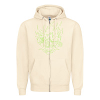 Sandshell Cyberpunk samurai Neon Green Zipper Hoodie - FloraArt