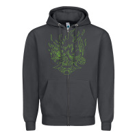Smoke Cyberpunk samurai Neon Green Zipper Hoodie - FloraArt