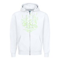 White Cyberpunk samurai Neon Green Zipper Hoodie - FloraArt
