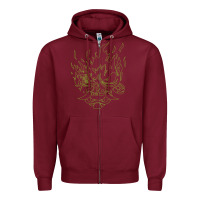 Burgundy Cyberpunk samurai Neon Green Zipper Hoodie - FloraArt
