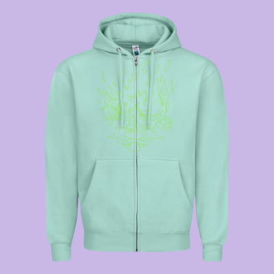 Cyberpunk Samurai Neon Green Zipper Hoodie Designed By Floraart