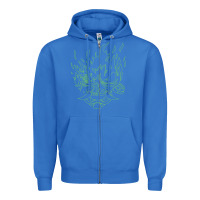 True Royal Cyberpunk samurai Neon Green Zipper Hoodie - FloraArt