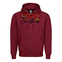 Burgundy merry christmas Zipper Hoodie - JahusDesignShop