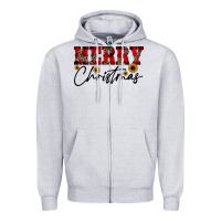 Heather Grey merry christmas Zipper Hoodie - JahusDesignShop