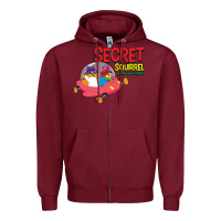 Burgundy Secret Squirrel  51 Zipper Hoodie - FloraArt