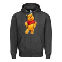Charcoal Heather pooh Zipper Hoodie - FloraArt