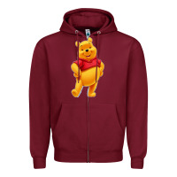 Burgundy pooh Zipper Hoodie - FloraArt