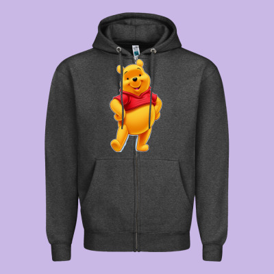 Pooh Zipper Hoodie Designed By Floraart