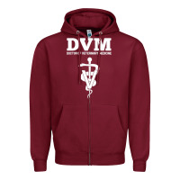 Burgundy Doctor of Veterinary Medicine DVM Veterinarian Vet Tech Zipper Hoodie - FloraArt