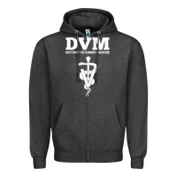 Charcoal Heather Doctor of Veterinary Medicine DVM Veterinarian Vet Tech Zipper Hoodie - FloraArt