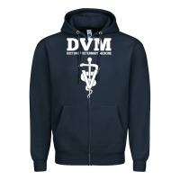 Navy Doctor of Veterinary Medicine DVM Veterinarian Vet Tech Zipper Hoodie - FloraArt