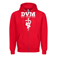 Red Doctor of Veterinary Medicine DVM Veterinarian Vet Tech Zipper Hoodie - FloraArt