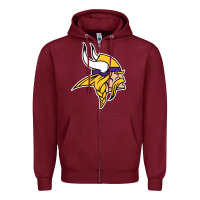 Burgundy Team Of Minnesota American Football Zipper Hoodie - FloraArt