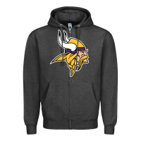 Charcoal Heather Team Of Minnesota American Football Zipper Hoodie - FloraArt
