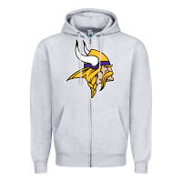 Heather Grey Team Of Minnesota American Football Zipper Hoodie - FloraArt