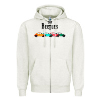 Oatmeal Heather beetles Zipper Hoodie - FloraArt
