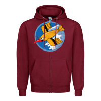 Burgundy Ww2 91St Bomb Squadron Flying Fortress Soaring Bird Patch Zipper Hoodie - FloraArt