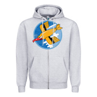 Heather Grey Ww2 91St Bomb Squadron Flying Fortress Soaring Bird Patch Zipper Hoodie - FloraArt
