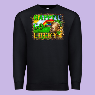 Happy Go Lucky Goat Premium Sweatshirt Designed By Ranaportraitstore
