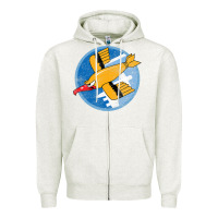 Oatmeal Heather Ww2 91St Bomb Squadron Flying Fortress Soaring Bird Patch Zipper Hoodie - FloraArt