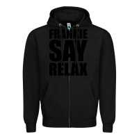 Black Frankie Say Relax Essential Zipper Hoodie - FloraArt