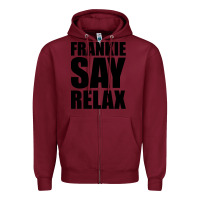 Burgundy Frankie Say Relax Essential Zipper Hoodie - FloraArt