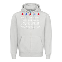 Dove Grey she's a good girl, she's loves her mama, loves jesus t shirt Zipper Hoodie - FloraArt